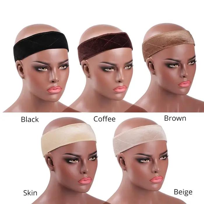 5.5cm de largeur anti-dérapant perruque Grip bandeau doux velours bandeau pour perruque Fastern régl