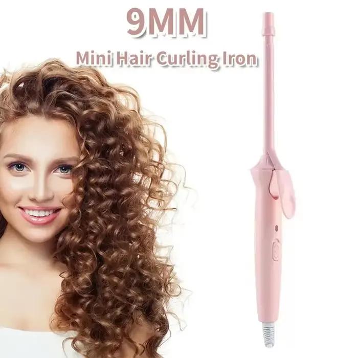 Mini fer à friser les cheveux professionnel, 9mm, baguette bigoudi, pinces bouclées, céramique, outi