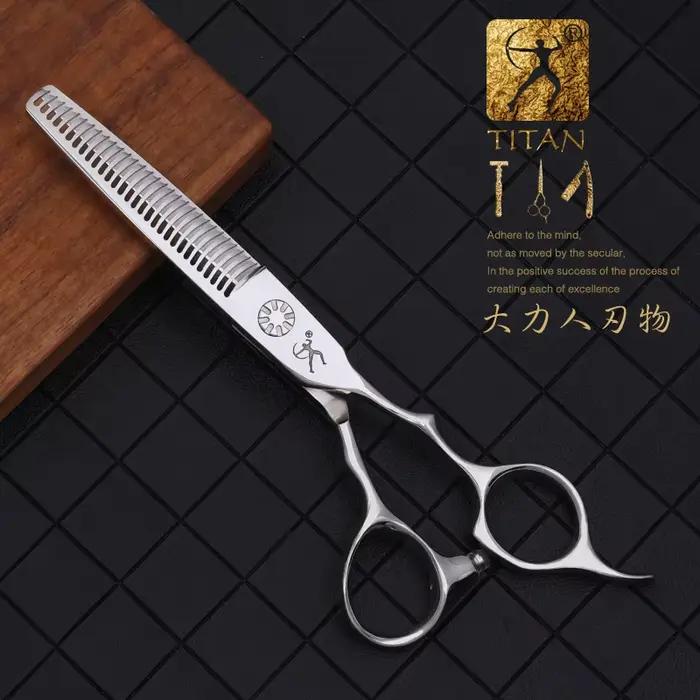 Ciseaux amincissants pour cheveux Titan avec vis à billes pour barbe VG10 ACIER
