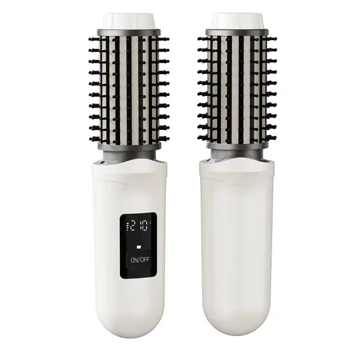 Nouvelle brosse lissante ionique sans fil portable rechargeable par USB 2-en-1, lisseur et boucleur,