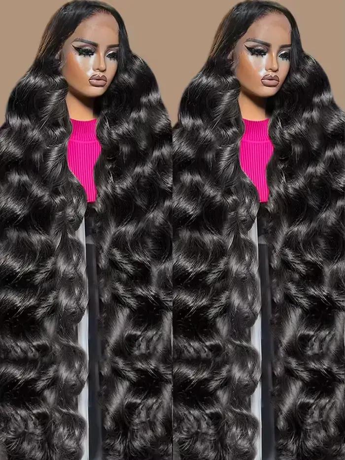 250% HD Remy 13x6 vague de corps avant de lacet perruques de cheveux humains 30 40 pouces pré plumé 