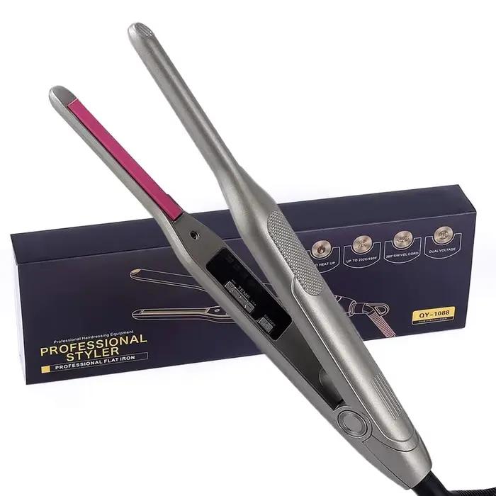 Mini fer à lisser pour cheveux courts, plaque en titane, crayon fin, fer plat, voyage, double tensio