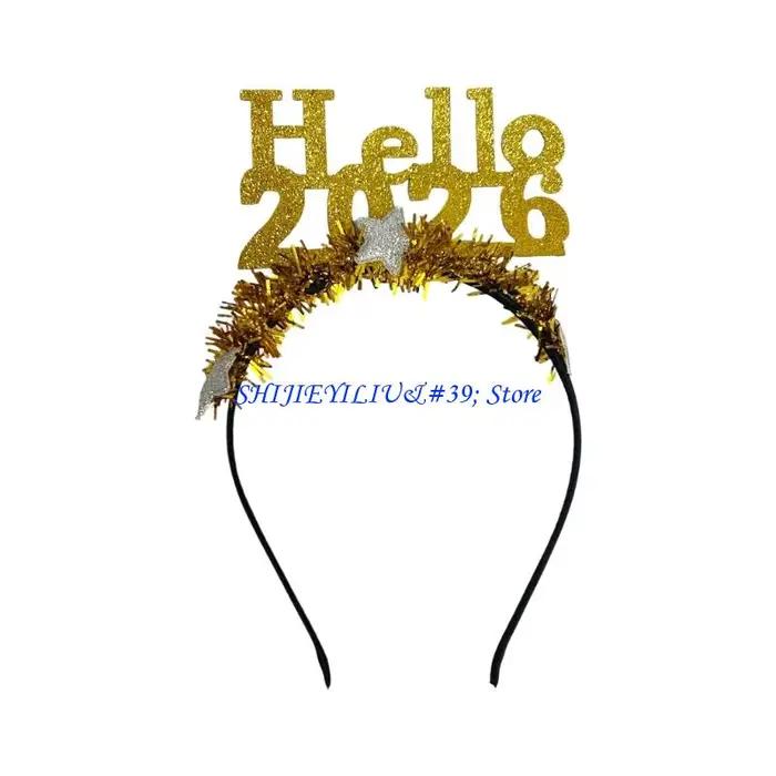 E21F – cerceau pour cheveux du nouvel an, accessoire tête, bandeau à paillettes pour les carnavals, 