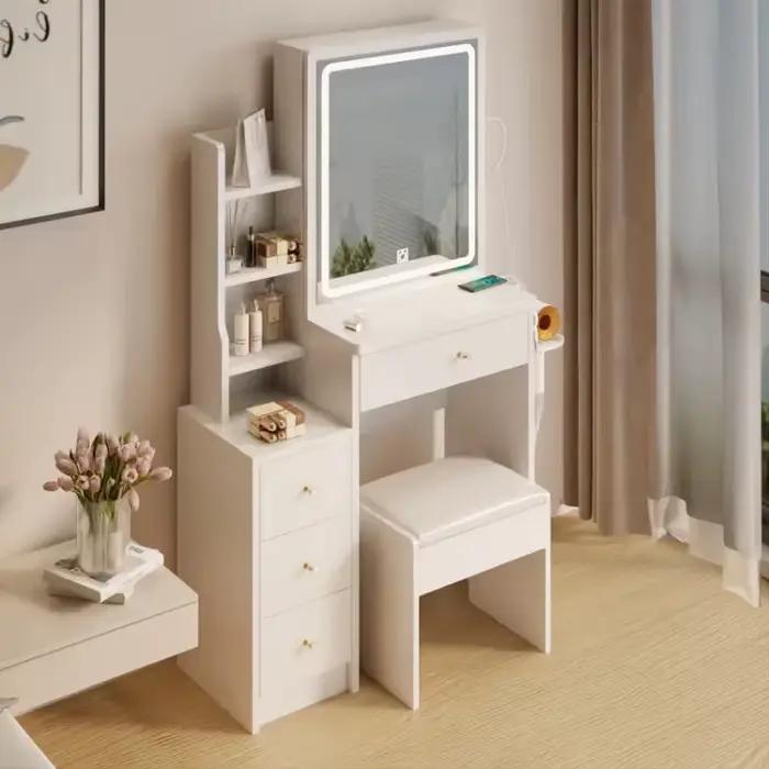 Support de sèche-cheveux tactile extra large, 2 AC + 2 USB Power Station, Table de chevet, Tabouret 