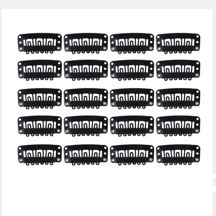 Clips de perruques en forme de U de 32mm, 20 pièces, avec dos en silicone pour Extensions de cheveux