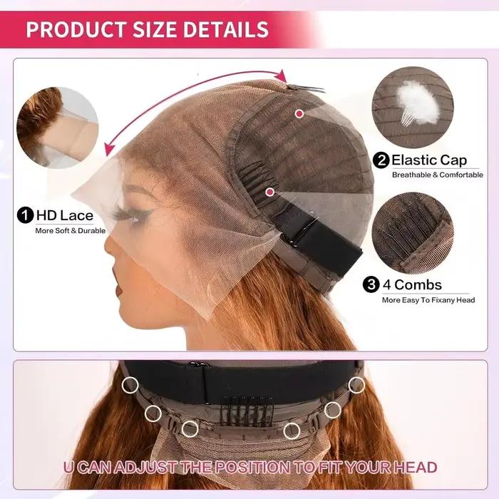 Perruque en cheveux humains blond miel avec mèches, ondulée, avec dentelle frontale, en promotion, s