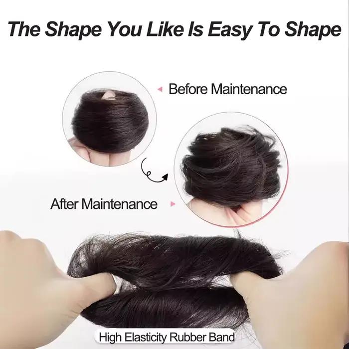 Perruque Updo synthétique facile à porter, Chignon lisse et élégant avec élastique, postiche queue d