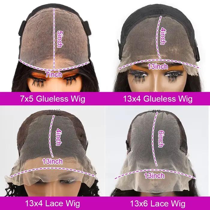 Perruque Lace Front Wig naturelle brésilienne bouclée sans colle, cheveux courts, 13x4, Deep Water W