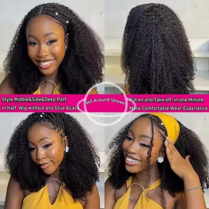 Mise à niveau 3 en 1 demi-perruque avec cordon de serrage sans couture Clip Ins Flip sur crépus bouc