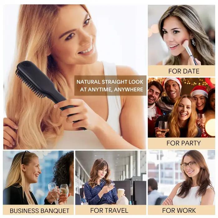Brosse à cheveux en céramique, peigne chauffant, 230 ℃, Anti-brûlure, affichage Lcd, double tension,