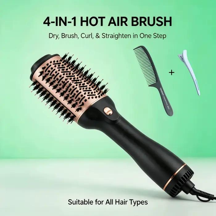 Brosse Sèche-Cheveux 4-en-1 Ionique, Sèche-Cheveux et Coiffeur Volumisant, Sèche-Cheveux à Air Chaud