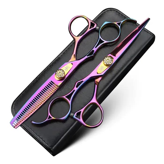 Ciseaux à cheveux gauchers, ciseaux de coupe professionnels violets de 6 pouces, ciseaux amincissant