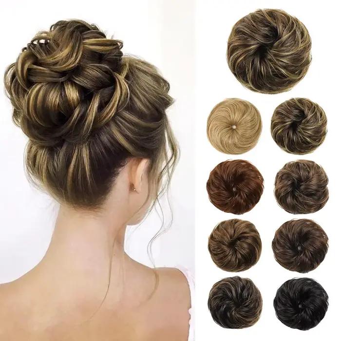 1 pièce postiche chignon en soie artificielle, anneau de cheveux pour créer une coiffure chignon, ac