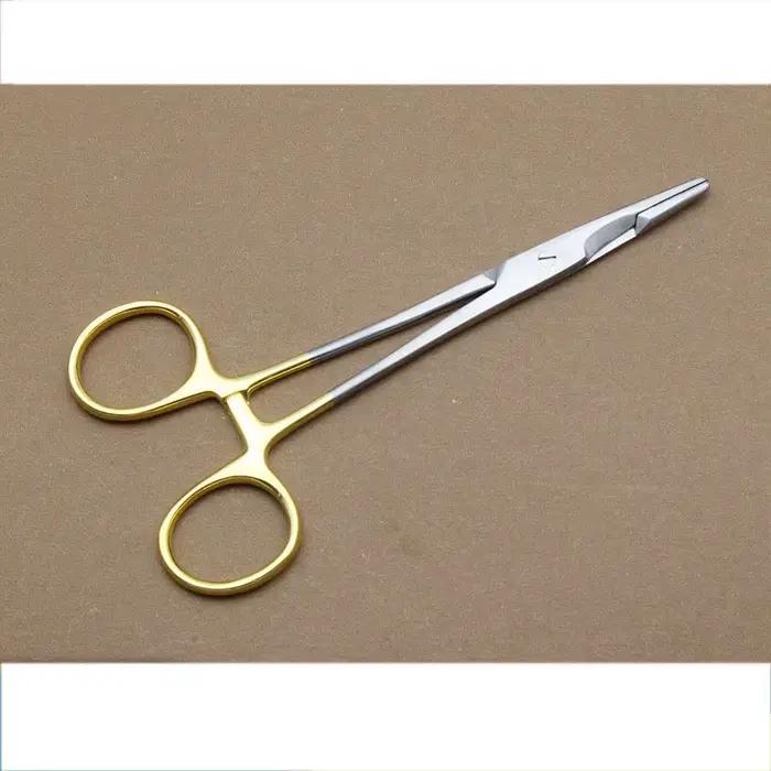 Porte-aiguille chirurgical en acier inoxydable, insert de poignée en or, cosmétique, plastique, cein