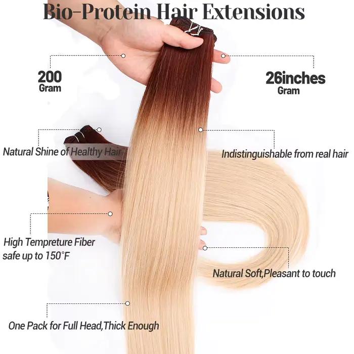 Tissage en lot synthétique lisse Bio-Protein, Extensions capillaires synthétiques lisses en Fiber ré