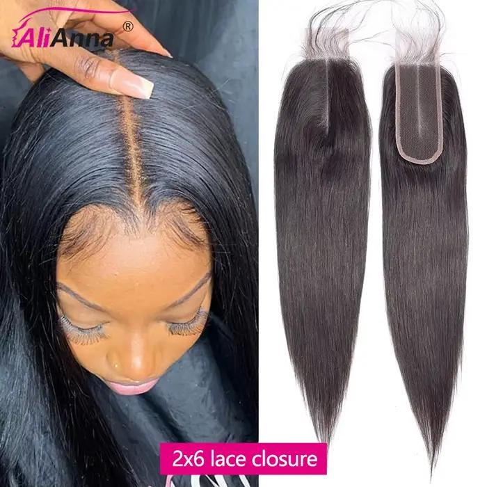 Perruque Closure 2x6 HD Lace Closure Cheveux Humain Brésiliennes 14-24 Pouces Postiche Cheveux Natur