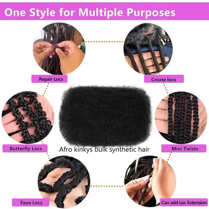 8 pouces 1 paquet 50g Afro crépus cheveux en vrac pour Extensions de dreadlocks réparation Locs Mini