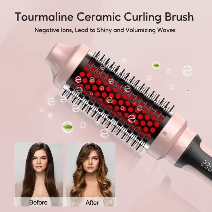 Brosse thermique infrarouge en céramique, fer à friser chauffant, brosse ronde de 45 mm, fer à frise