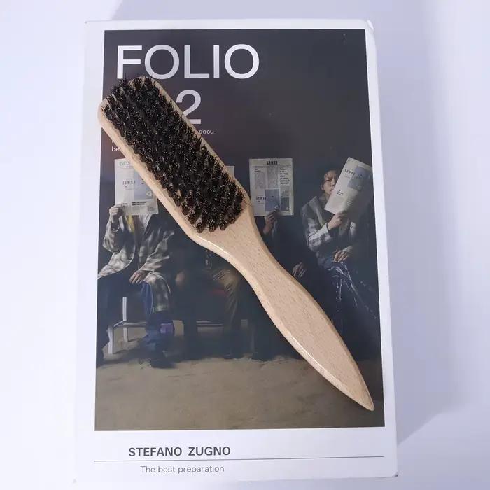 Brosse à cheveux à queue pointue, brosse à barbe, brosse à cheveux en poils, manche en bois de hêtre