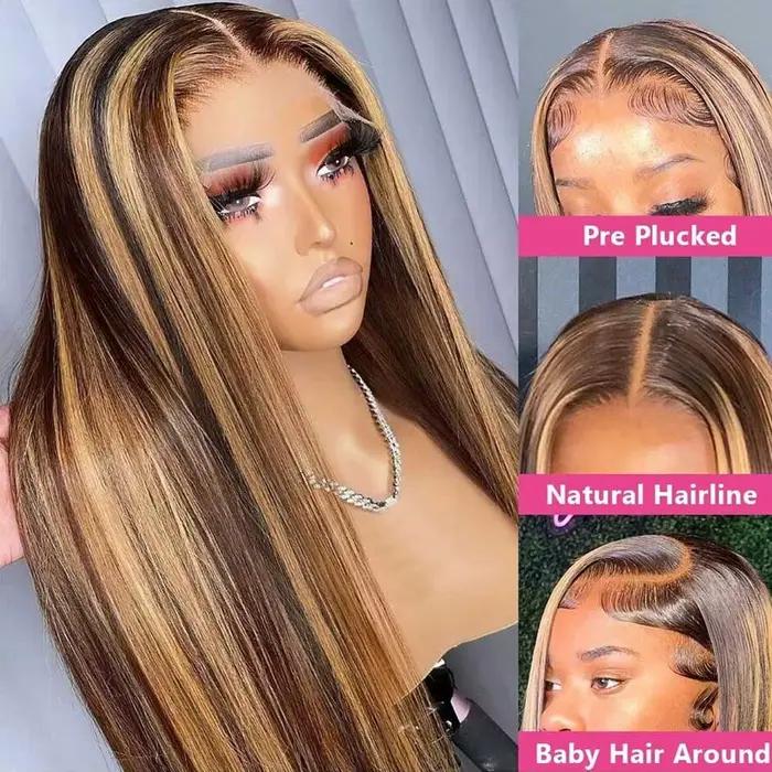 Perruques de cheveux humains avant de dentelle droite colorée perruques de cheveux humains pour les 