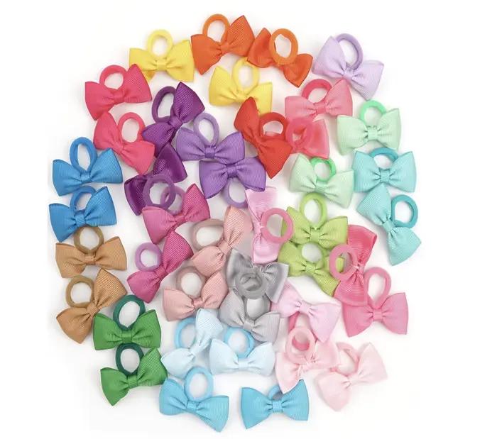 40/60/80 Élastiques à cheveux pour bébés filles, nœuds de 2 pouces, élastiques en caoutchouc, rubans