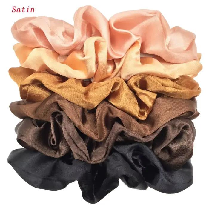 Chouchous en Satin pour filles, 25/10/6 pièces, bandeau élastique pour queue de cheval, attaches en 