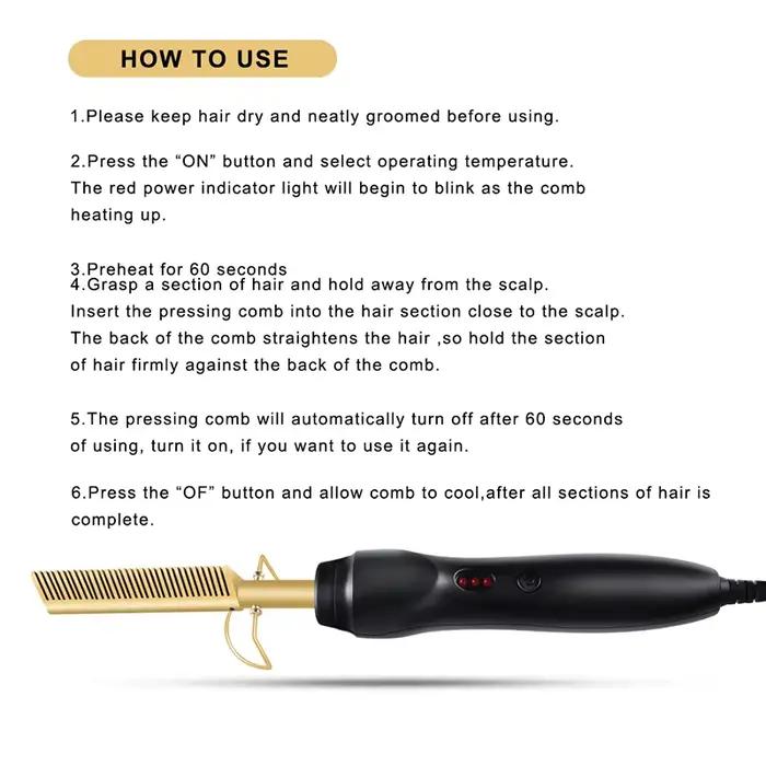 Brosse à lisser les cheveux Portable 2 en 1, peigne chaud, outil électrique pour lisser les cheveux,