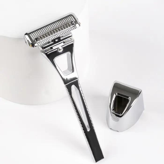 Rasoir manuel Chaoke à 4 lames, rasoir à raser tout en métal pour hommes, rasoir à barbe vintage