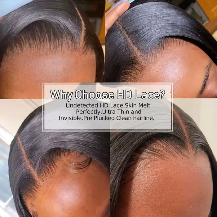 Perruque Lace Closure Body Wave Invisible HD-brûleur, Cheveux Vierges Lisses, Pre-Plucked, Petits Nm