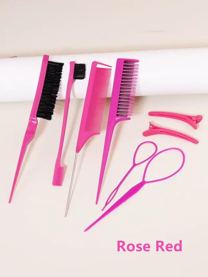 Ensemble de peignes de coiffure 8 pièces avec peigne à triple déchirure, peigne à queue de souris, b