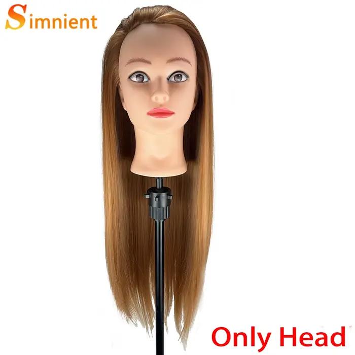 Tête de mannequin d'entraînement pour coiffure et maquillage, 70 cm, cheveux raides, pour la pratiqu
