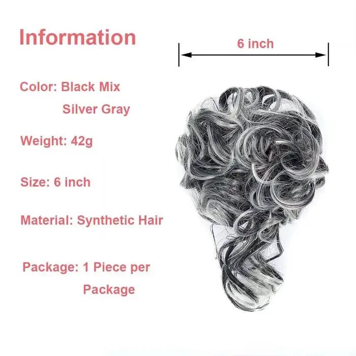 Chignon synthétique en désordre, Extension de chignons ébouriffés, bandeau élastique, pièces de chev