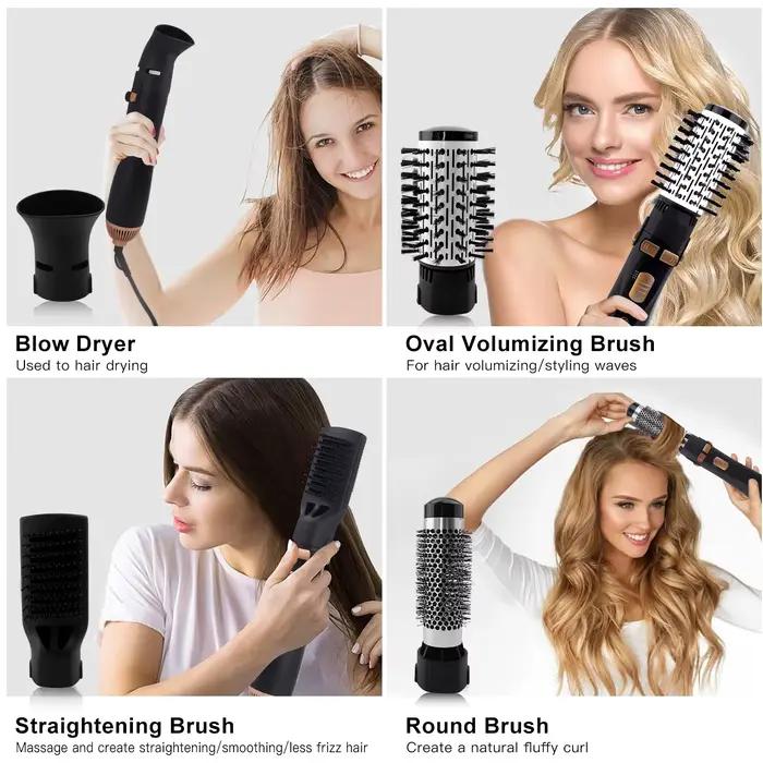 Hatteker 4 en 1 brosse à air chaud multi-fonction peigne droit et bouclé avec Rotation automatique p