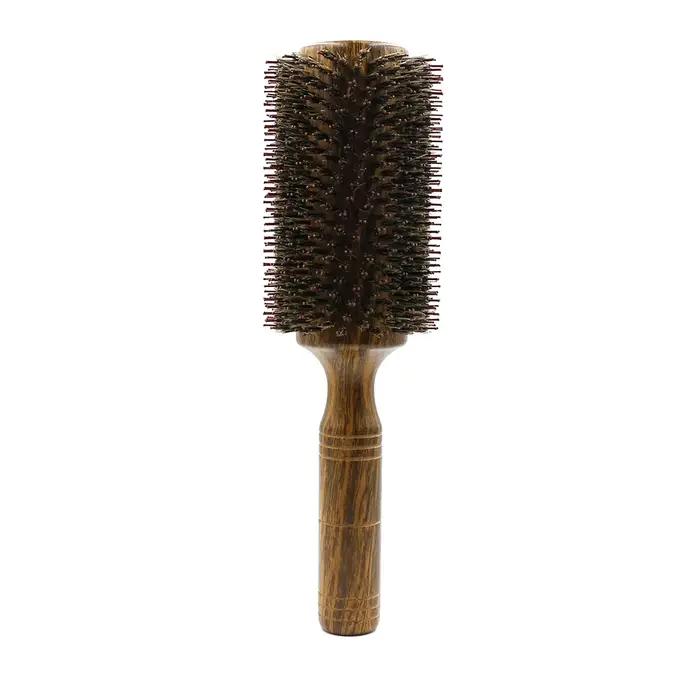 Brosse ronde professionnelle en bois de poils de sanglier pour cheveux longs et bouclés, peigne de c