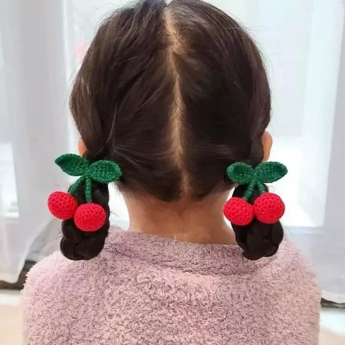 Pince à cheveux rouge populaire pour bébés filles, épingle à cheveux mignonne avec cordon latéral, v
