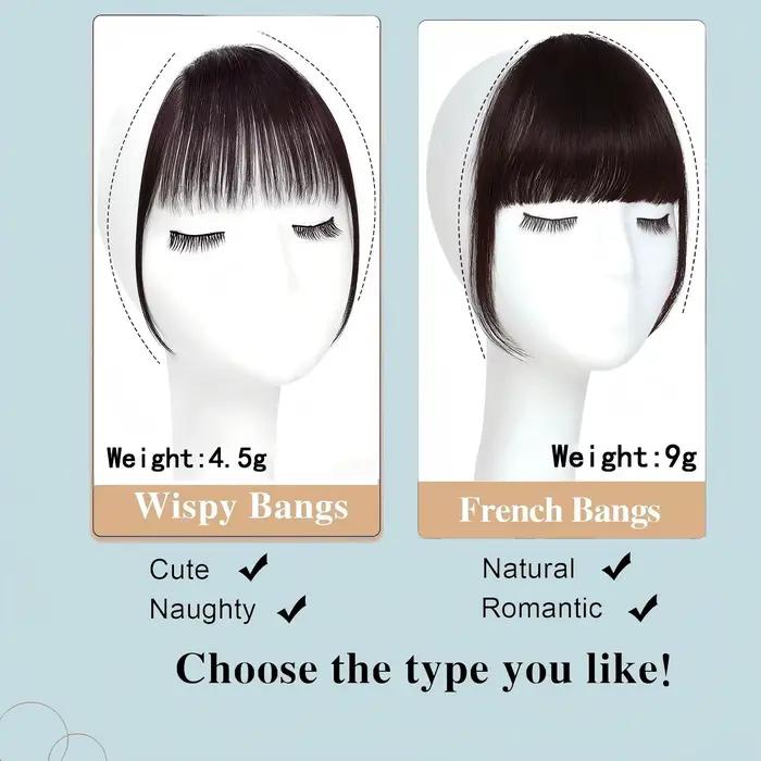 Franges françaises à clipser, extensions de cheveux 100% naturels, franges vaporeuses pour femmes, f