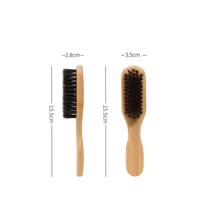 Brosse de nettoyage en poils de sanglier, manche en bois, brosse de coiffure pour barbe, antistatiqu