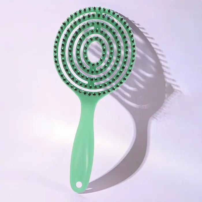 Brosse à cheveux en poils de sanglier naturels, outils de coiffage démêlants pour femmes, cheveux lo