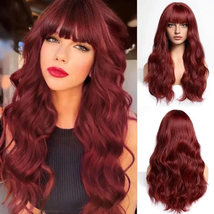 Ensemble de tête en fibre synthétique pour femme, cheveux longs bouclés, ondulation de l'eau, haute 