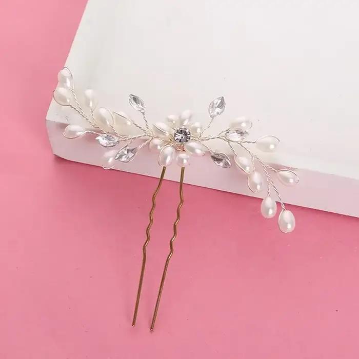 Accessoires pour cheveux de mariée, perles de cristal, pinces à cheveux de mariage, bijoux artisanau