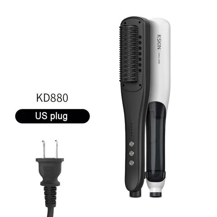 Lisseur à vapeur à ions négatifs, brosse coiffante, peigne 2 en 1, lisseur, bigoudi, chauffage rapid