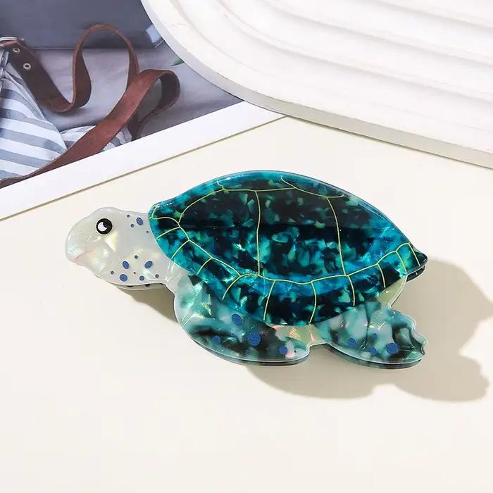 1 pince à cheveux bohème tortue de mer, accessoire capillaire en acétate pour les vacances à la plag