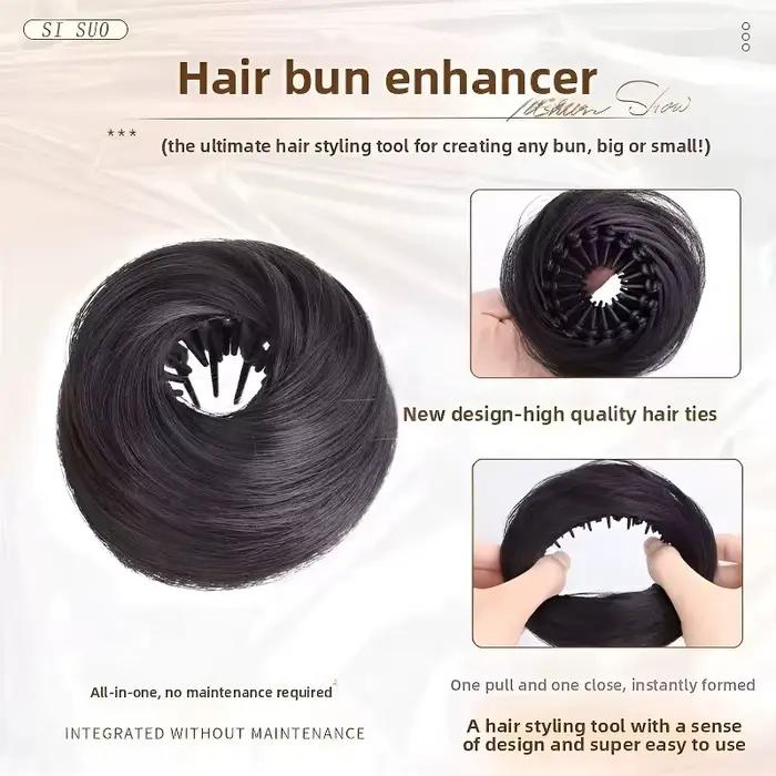 Chignon synthétique magique avec Clips élastiques circulaires, postiche rétractable en forme de nid 