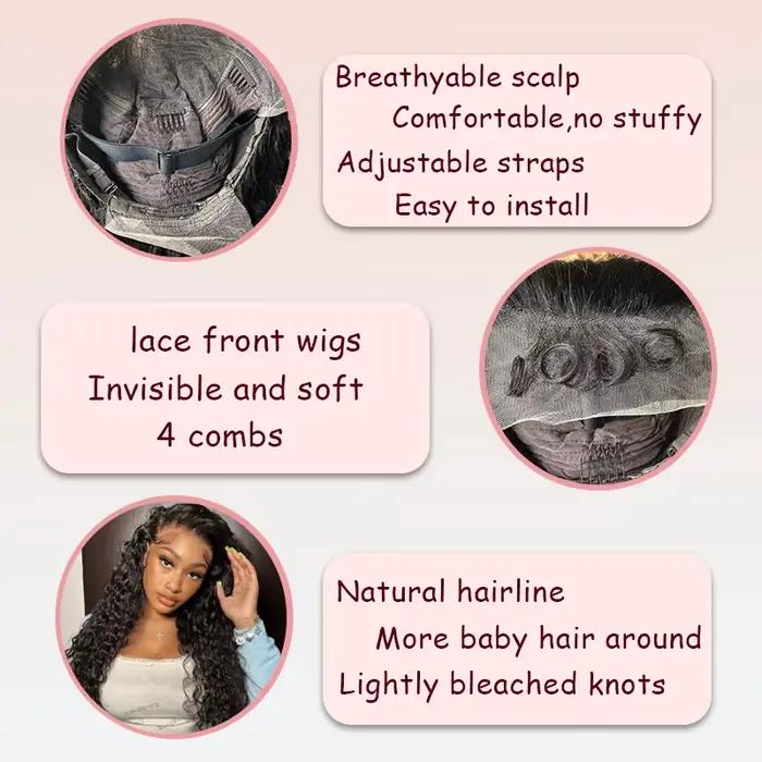 Perruque Lace Front Wig ondulée naturelle, cheveux bouclés, 13x6, pre-plucked, avec baby hair, pour 