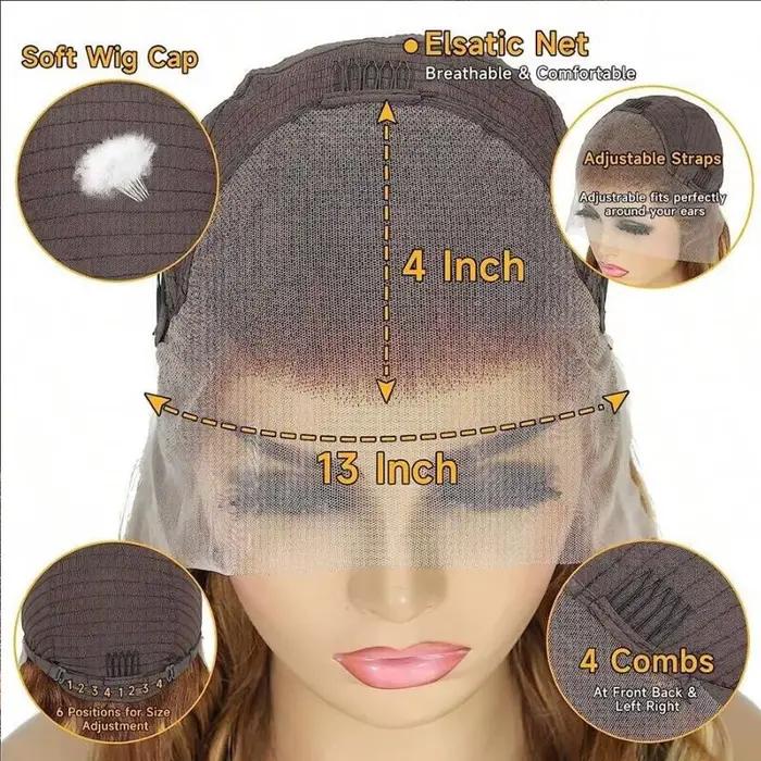 250% densité mettre en évidence coloré 13x4 dentelle frontale perruque de cheveux humains brésilien 