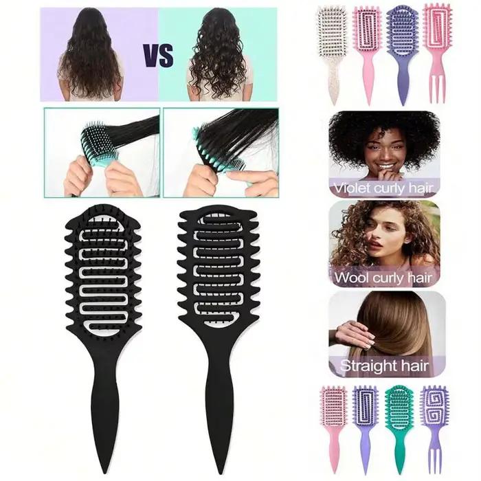 Brosse Coiffante Définition de Boucles, Brosse Démêlante Creuse pour Cheveux Bouclés Humides, Peigne