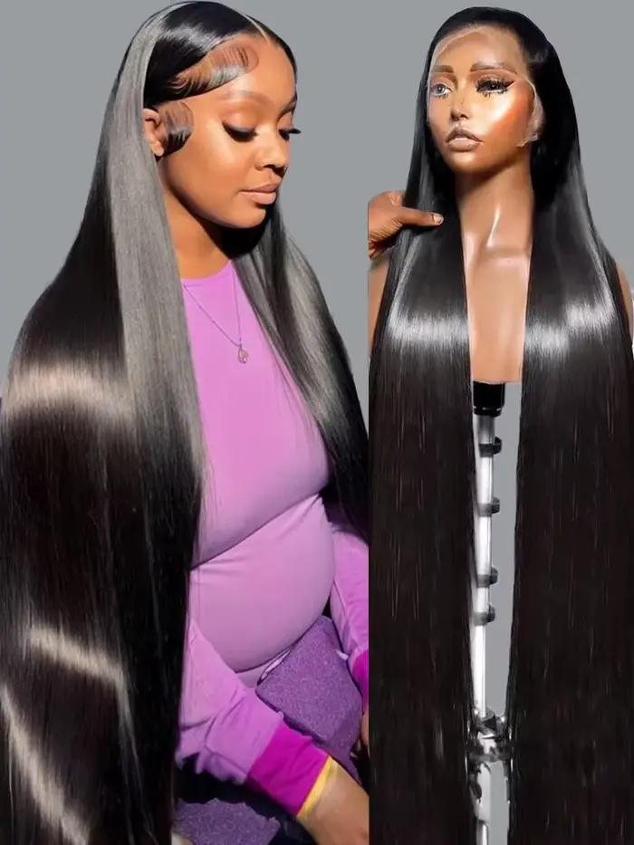 40 46 pouces 200 densité perruque frontale pour les femmes noires perruques brésiliennes cheveux hum