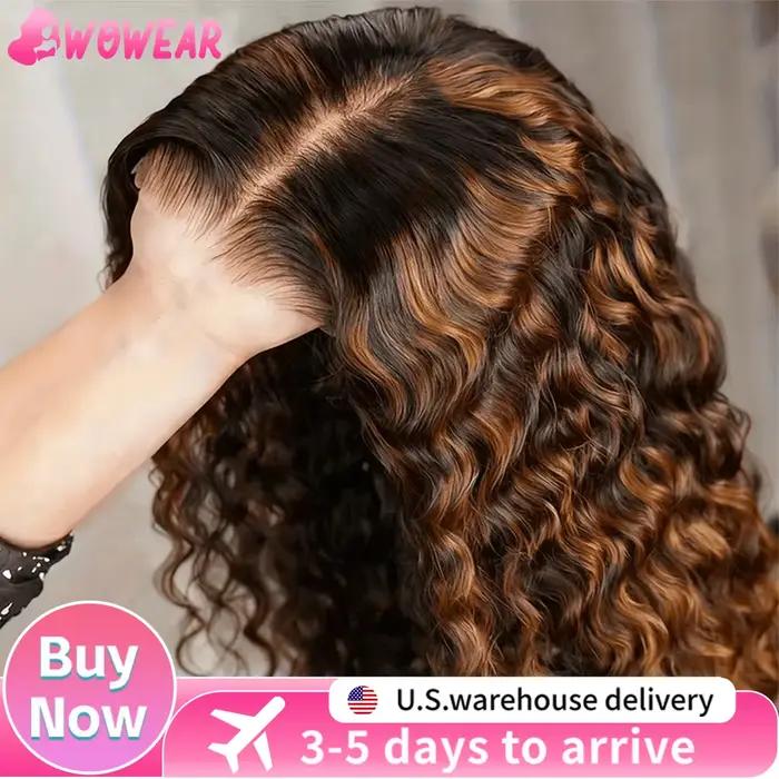 Perruque Lace Front Ombrée avec mèches, 40 pouces, bouclée, 13x6 13x4, Lace Frontal HD, Cheveux Huma