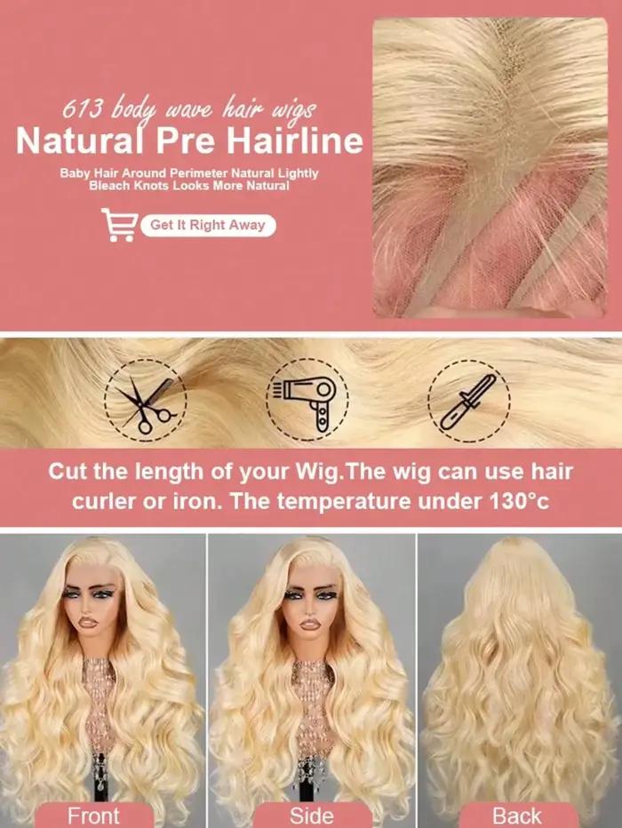 613 perruque de cheveux humains 13x6 Hd dentelle frontale 40 pouces Blonde perruque de cheveux humai