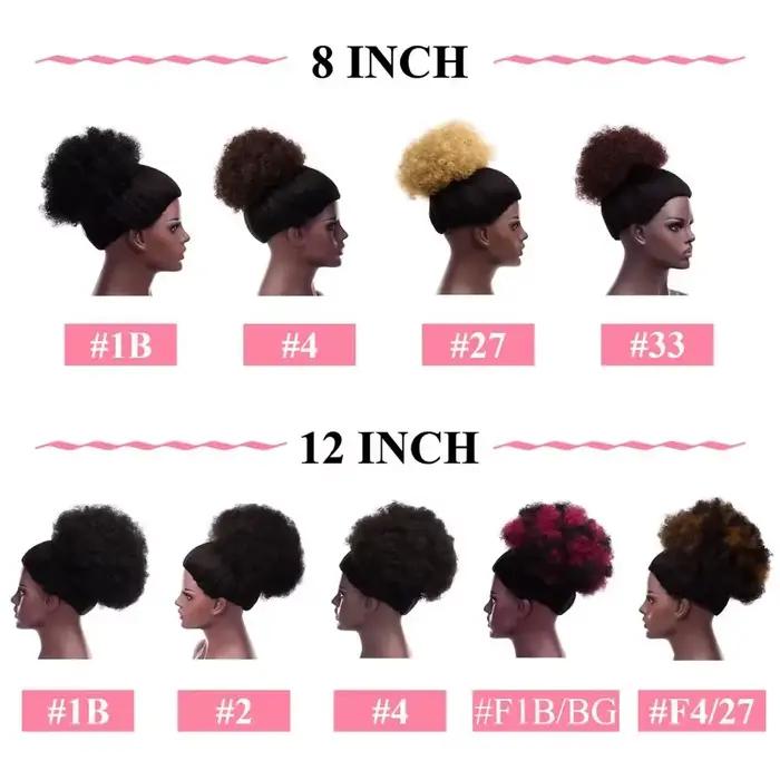 Grande queue de cheval synthétique Afro bouffante avec cordon de serrage, postiche crépue bouclée av